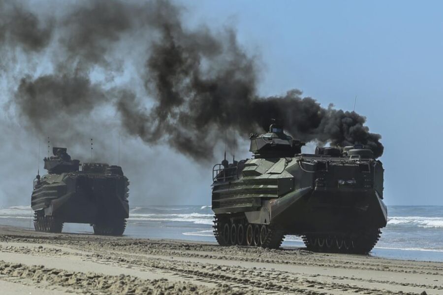 AAV-7 Amphibious Vehicles will wait at the Shore