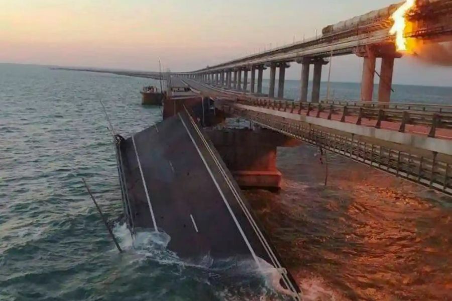 Explosions damaged Russia’s key bridge linking Crimea