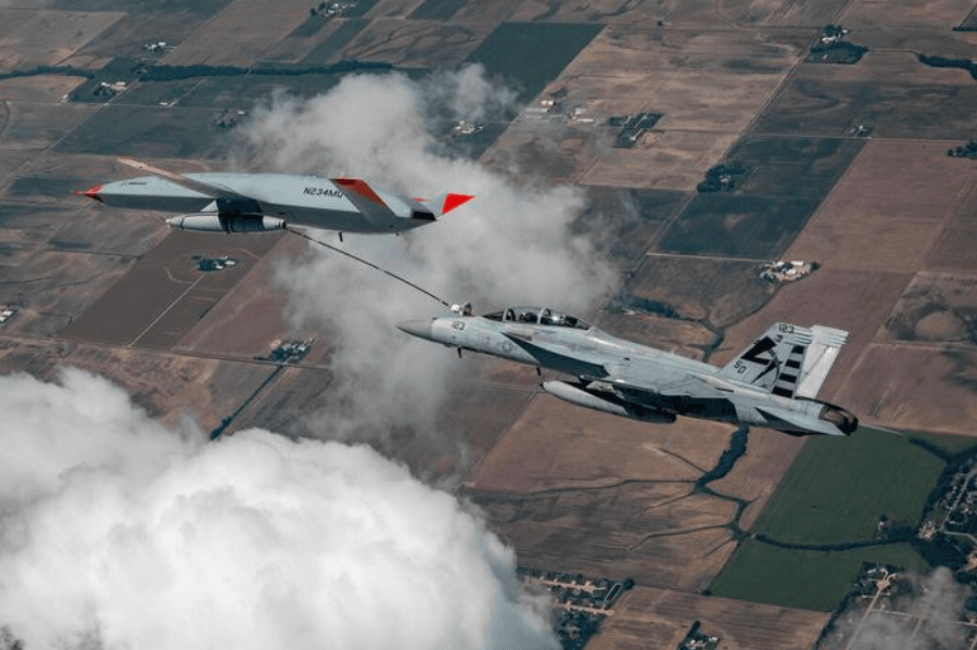 Unmanned Aerial Tanker Refuels F/A-18 Hornet