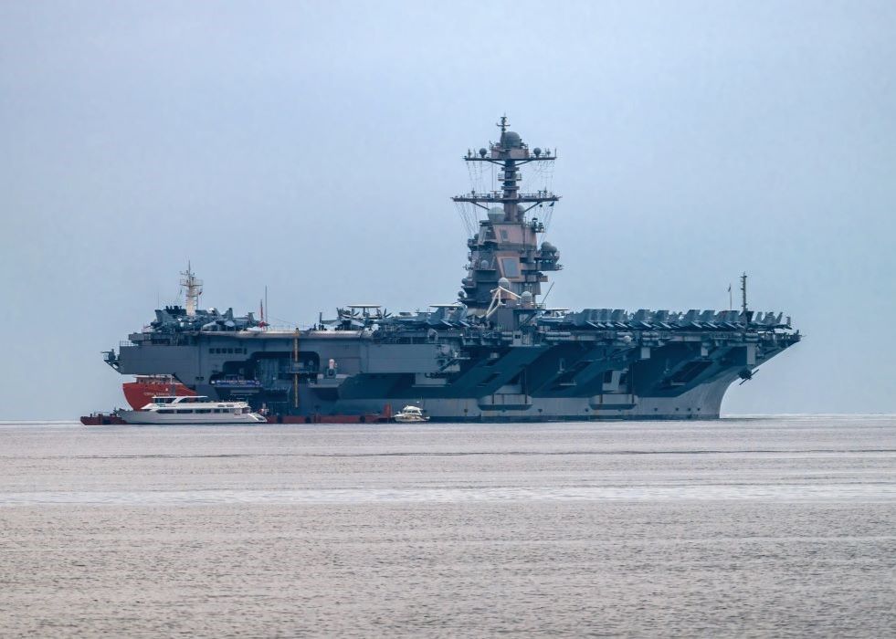 U.S. Aircraft Carrier Ford Returns Her Homebase