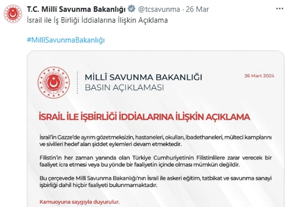 Israeli Reaction from Turkish Defence Institutions