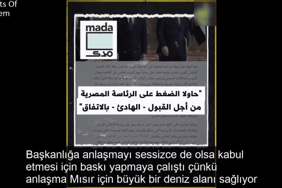 Al Araby Tv: Egypt is in favour of the Agreement with Turkey